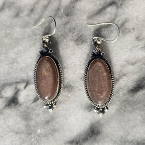 Elegant Sterling Silver and Chocolate Moonstone Oval Earrings